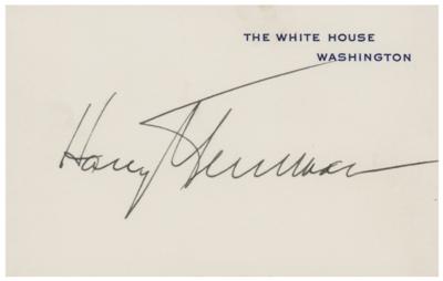 Lot #159 Harry S. Truman Signed White House Card as President - Image 1