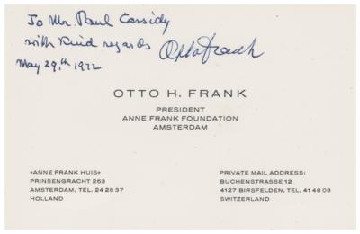 Lot #264 Otto Frank Signed Business Card