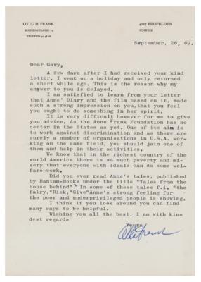 Lot #263 Otto Frank Typed Letter Signed