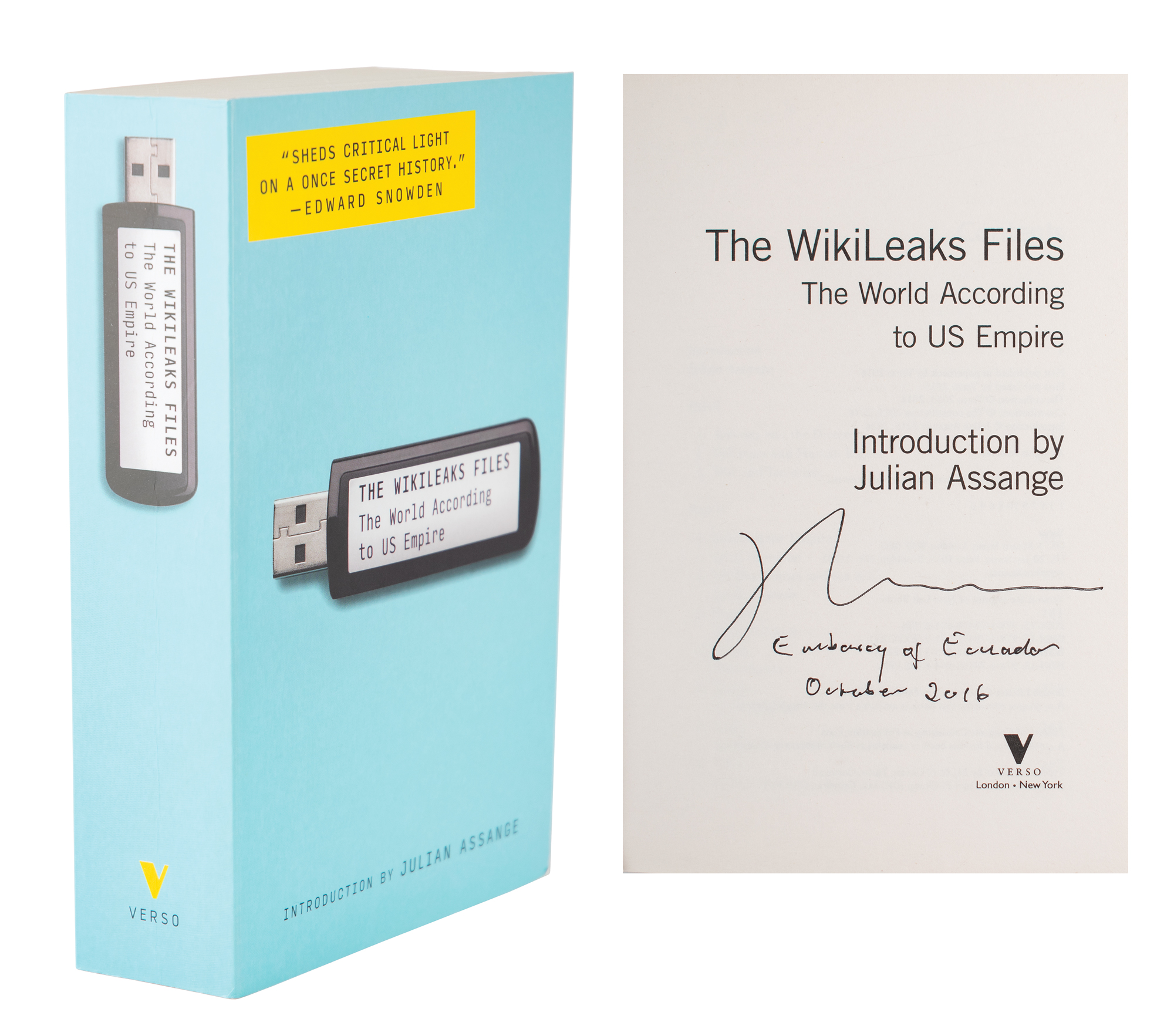 Lot #229 Julian Assange Signed Book