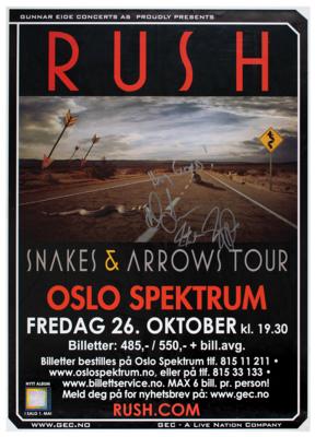 Lot #725 Rush Signed Poster