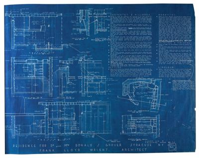 Lot #481 Frank Lloyd Wright Design Drawing and Lot of (9) Blueprints - Image 10