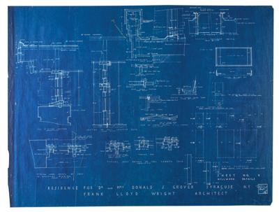 Lot #481 Frank Lloyd Wright Design Drawing and Lot of (9) Blueprints - Image 13