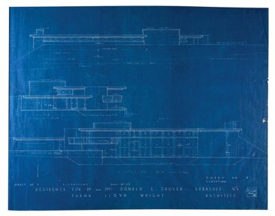 Lot #481 Frank Lloyd Wright Design Drawing and Lot of (9) Blueprints - Image 9