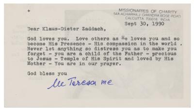 Lot #304 Mother Teresa Typed Letter Signed