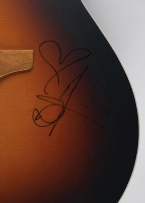 Lot #756 Justin Timberlake and Christina Aguilera Signed Guitar - Image 3