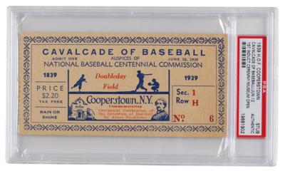 Lot #862 Baseball: 1939 Cooperstown 'Cavalcade of Baseball' Ticket Stub
