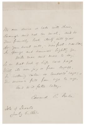 Lot #562 Edward Everett Hale Autograph Manuscript Signed - Image 2