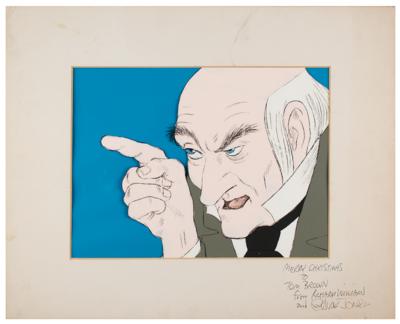 Lot #523 Chuck Jones and Richard Williams signed production cel of Ebenezer Scrooge from A Christmas Carol