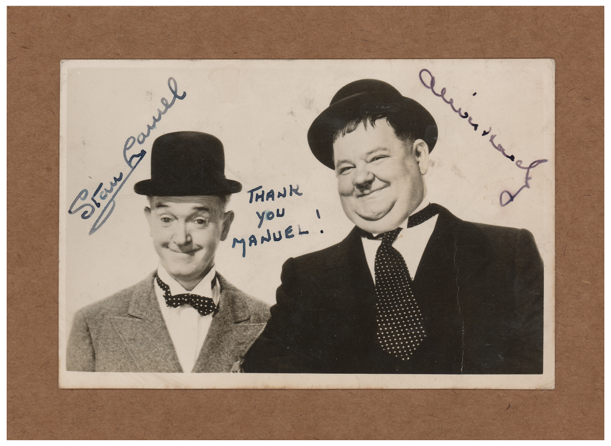 Stan Laurel And Oliver Hardy Signed Photograph Sold For 596 Rr