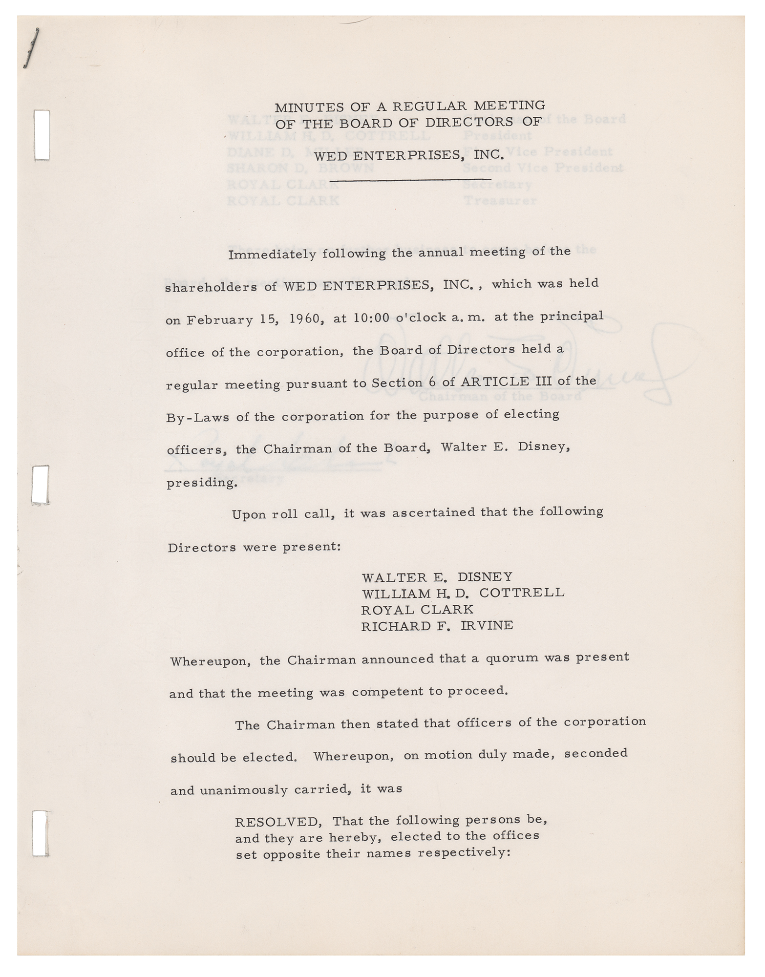 Lot #508 Walt Disney Document Signed