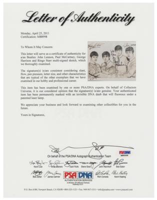 Lot #598 Beatles Signed Sketch - Image 3