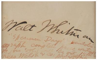 Lot #544 Walt Whitman Signature - Image 2