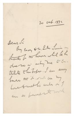 Lot #583 Bram Stoker and Henry Irving Letter