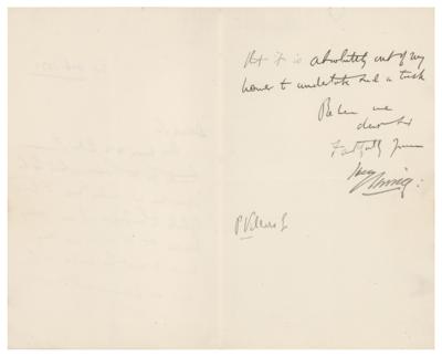 Lot #583 Bram Stoker and Henry Irving Letter Signed - Image 2