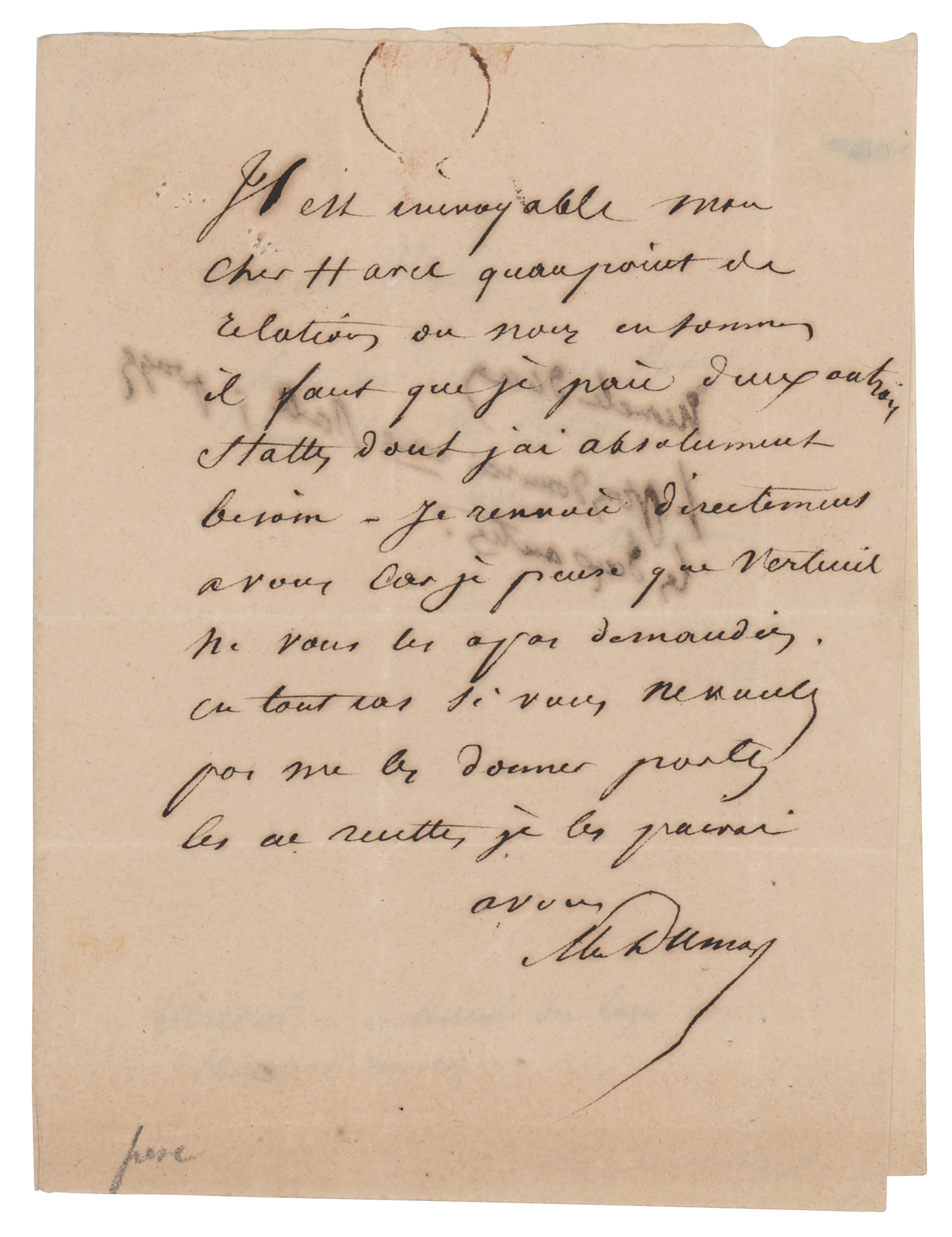 Lot #557 Alexandre Dumas, pere Autograph Letter Signed