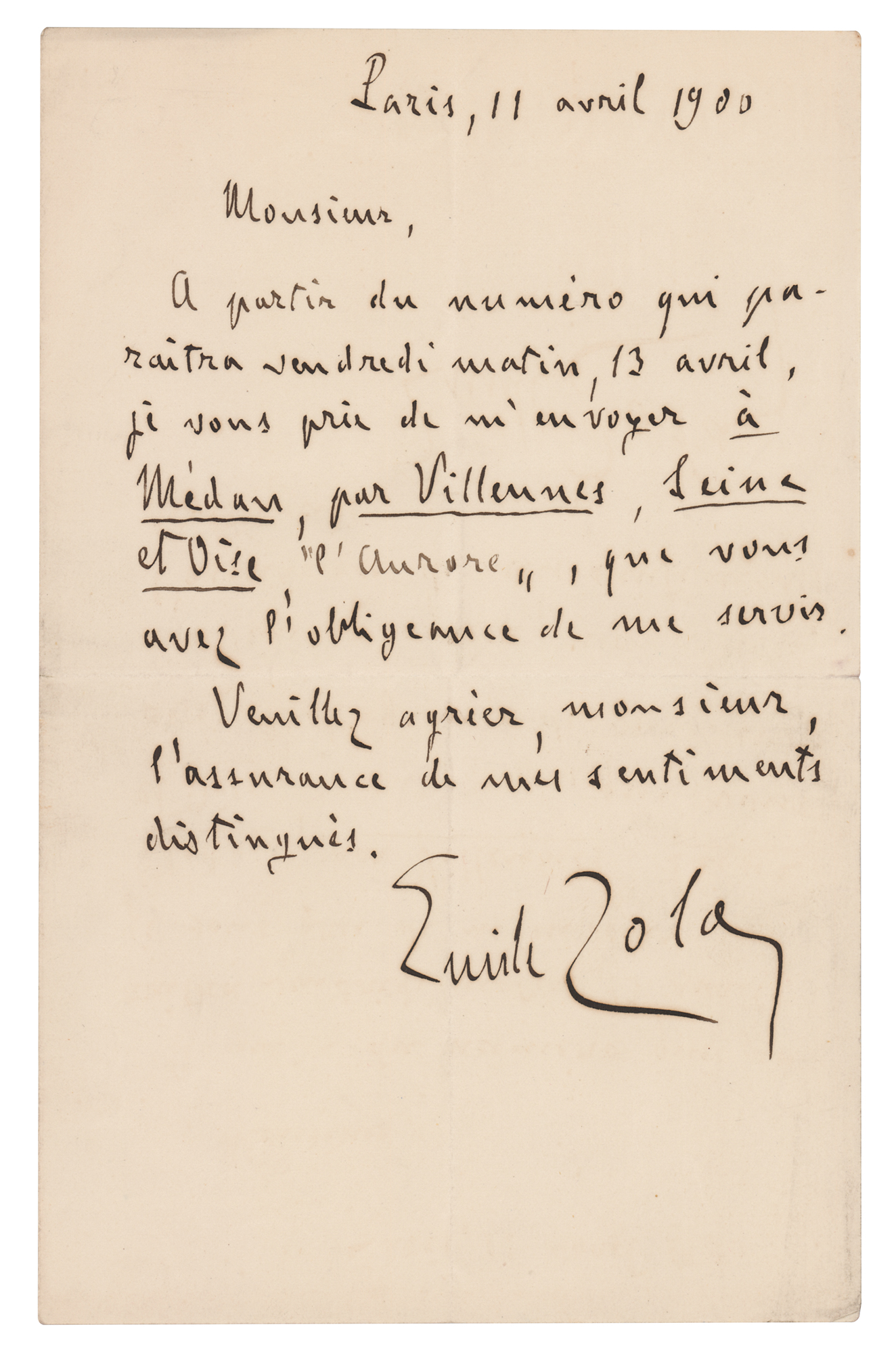 Emile Zola Autograph