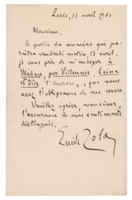 Lot #588 Emile Zola Autograph Letter Signed