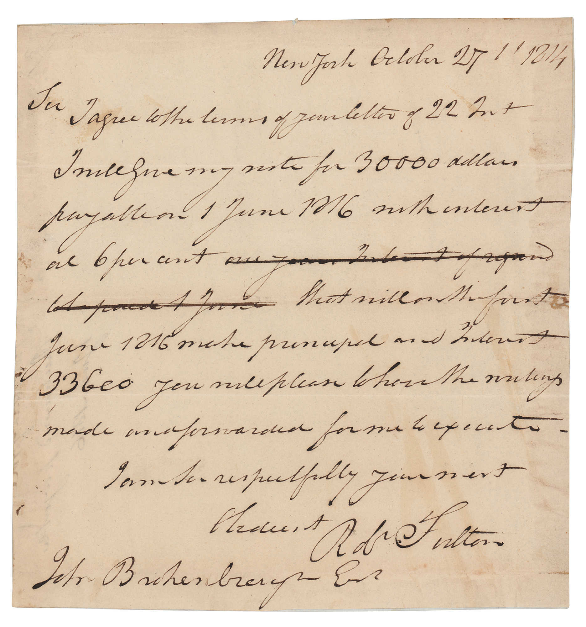 Lot #194 Robert Fulton Autograph Letter Signed