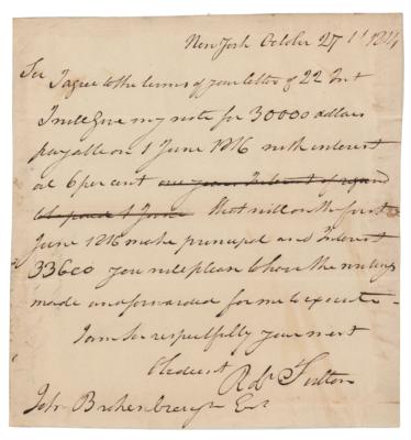 Lot #194 Robert Fulton Autograph Letter Signed