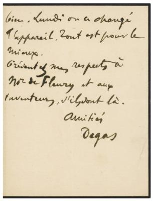 Lot #477 Edgar Degas Autograph Letter Signed - Image 1