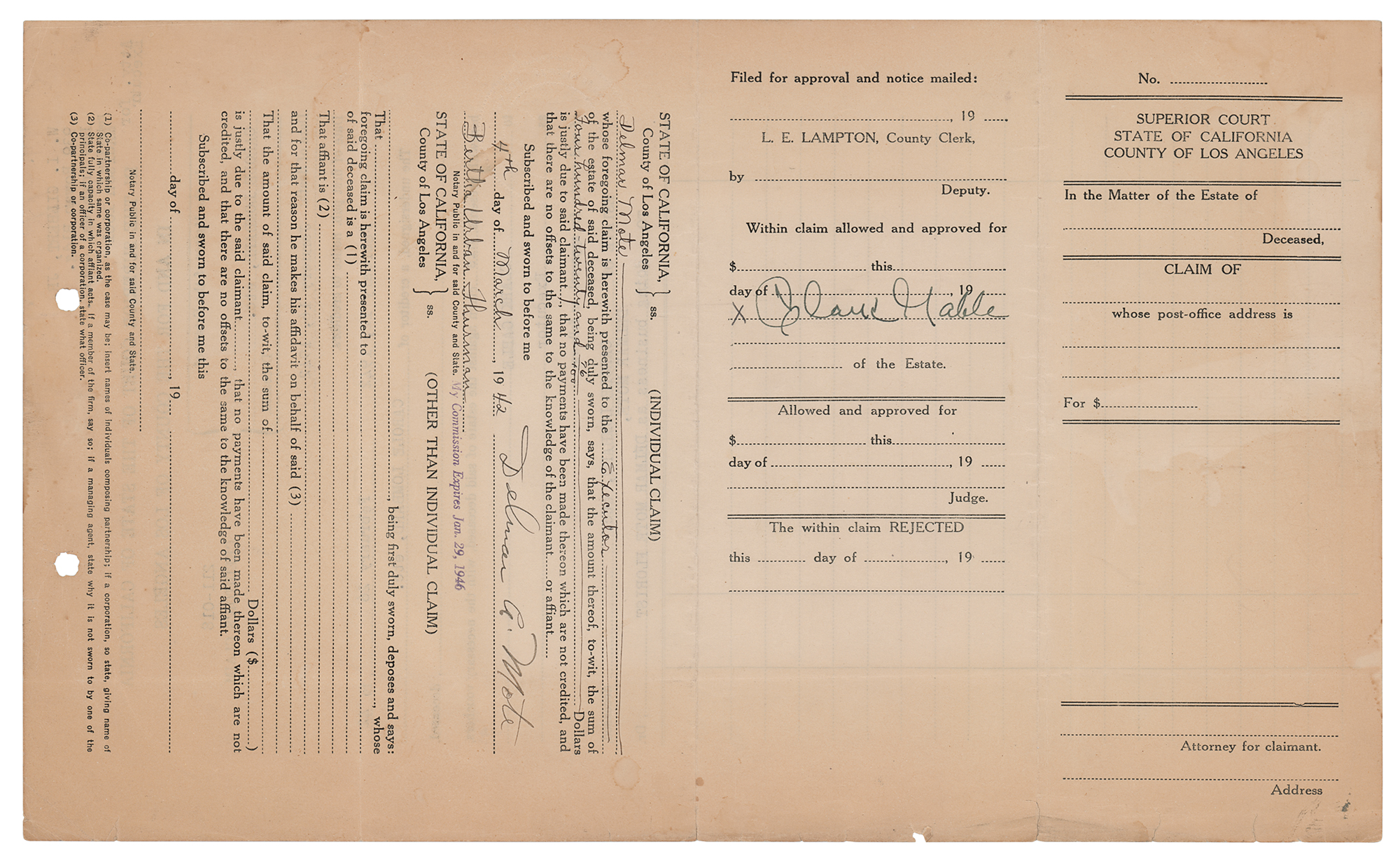 Lot #792 Clark Gable Document Signed