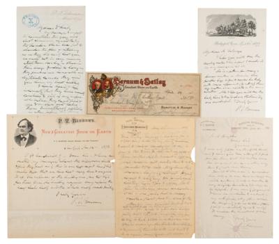 Lot #183 P. T. Barnum (5) Autograph Letters Signed and John Ringling Signed Check