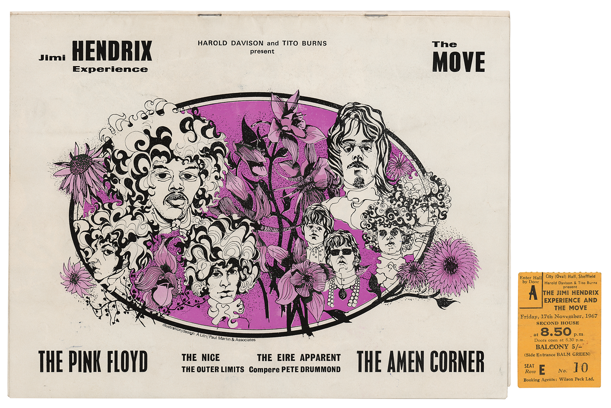 Jimi Hendrix Experience  and Pink Floyd 1967 Print 