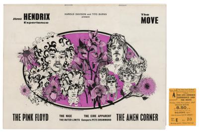 Lot #608 Jimi Hendrix Experience and Pink Floyd 1967 Ticket Stub and Program - Image 1
