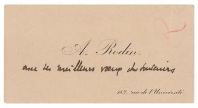 Lot #500 Auguste Rodin Hand-Annotated Calling Card
