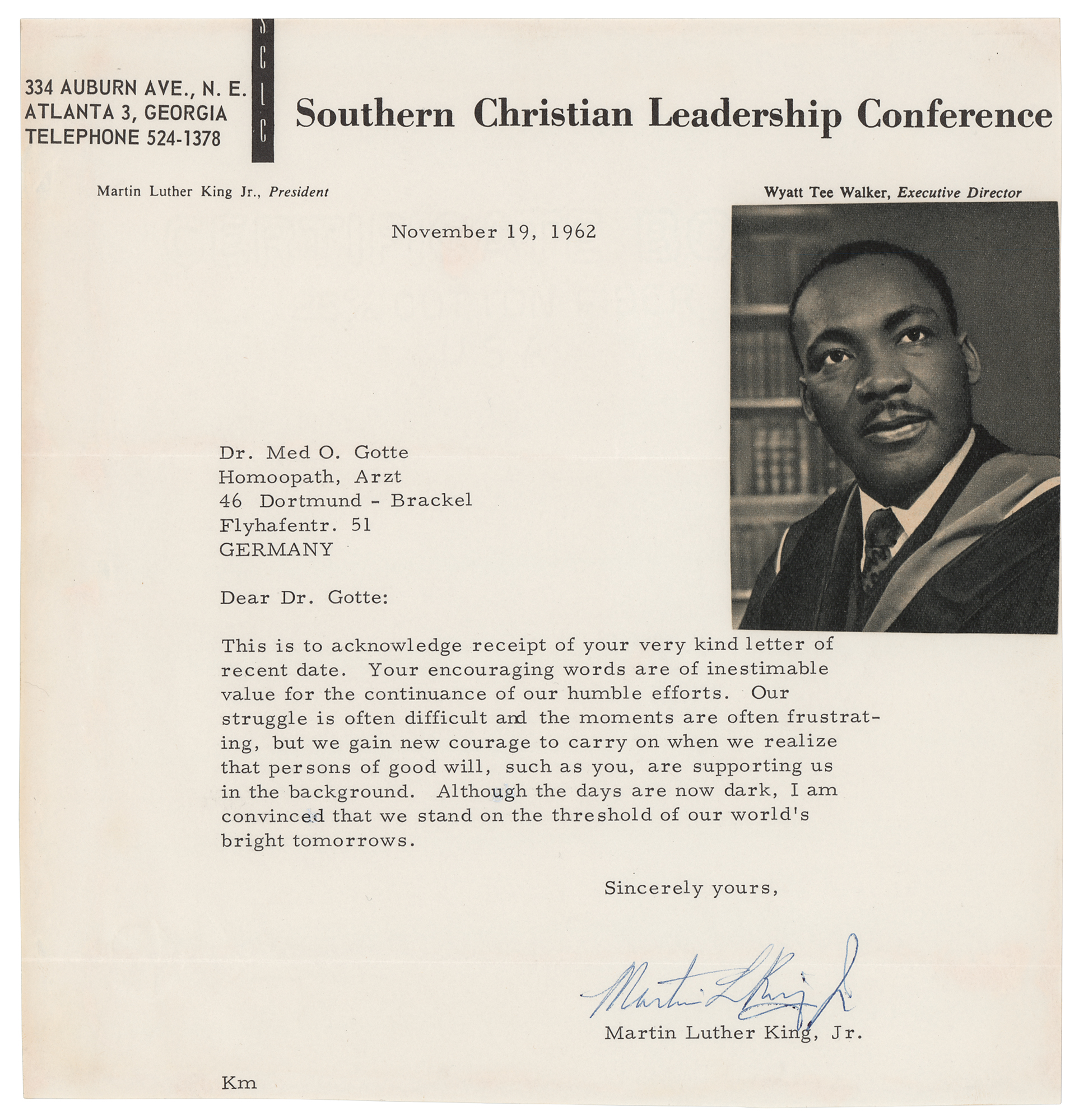 Lot #181 Martin Luther King, Jr. Typed Letter Signed