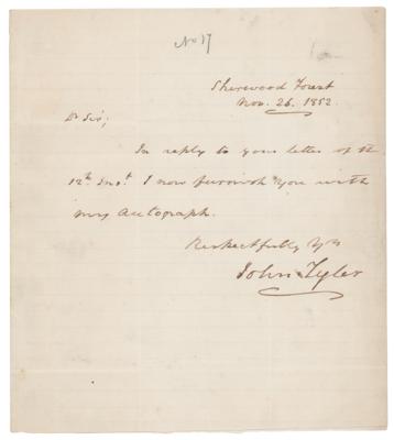 Lot #18 John Tyler Autograph Letter Signed