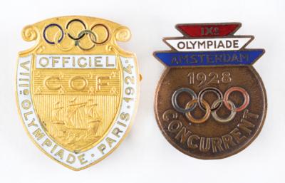 Lot #1014 Paris and Amsterdam 1924 and 1928 Summer Olympics (2) Competitor Badges - Image 1