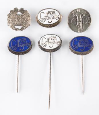 Lot #1016 Los Angeles 1932 Summer Olympics Lot of (6) Danish and Finnish Fundraising Pins