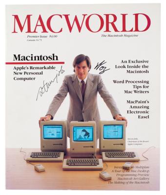 Lot #7004 Steve Jobs and Steve Wozniak Signed Issue of Macworld #1