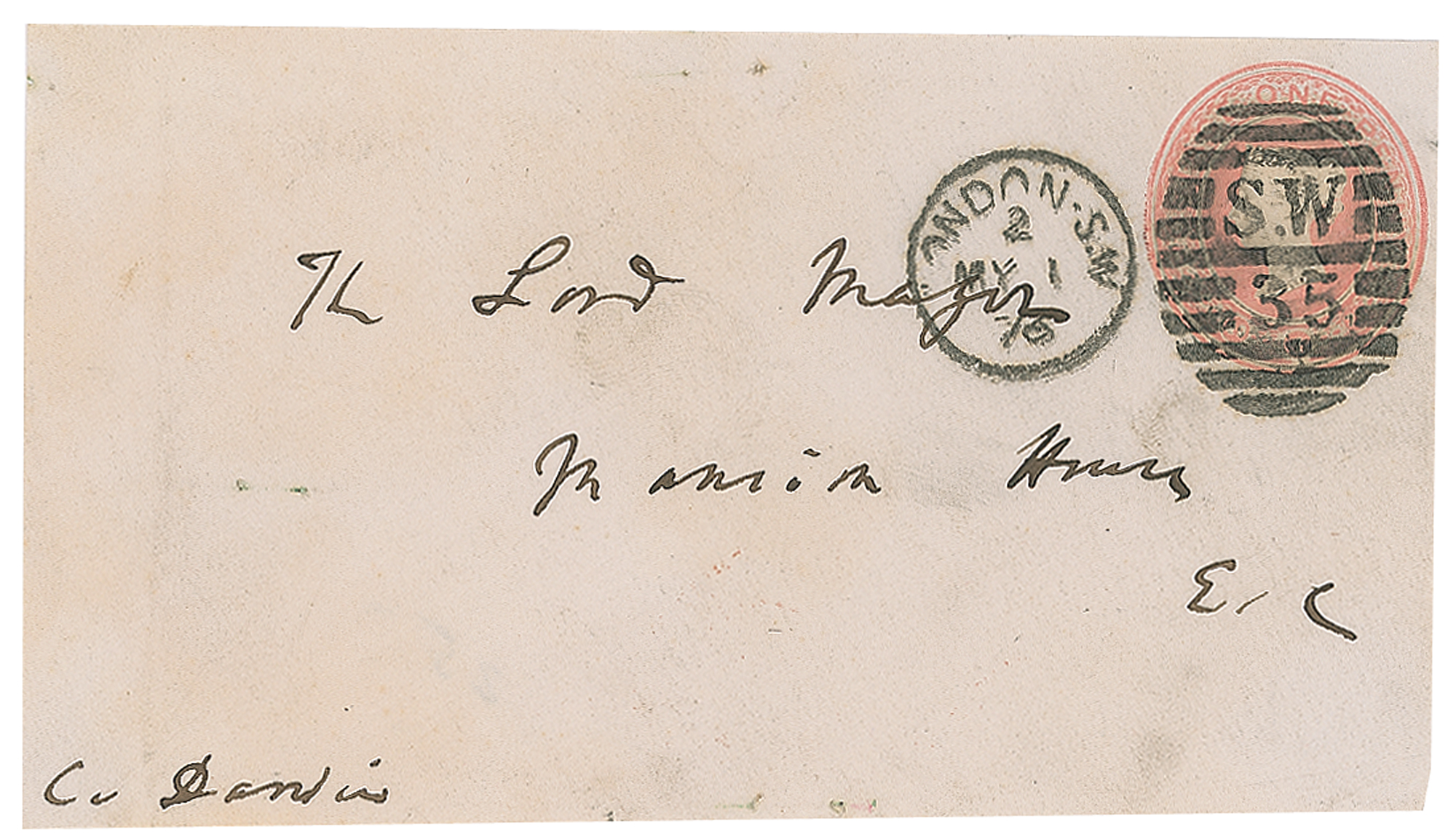 Lot #154 Charles Darwin Signed and Hand-addressed Envelope Panel