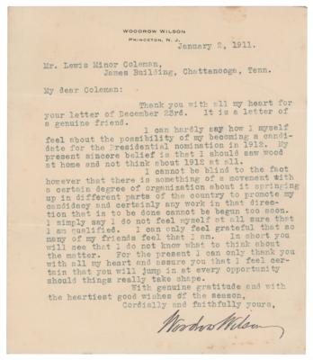 Lot #37 Woodrow Wilson Typed Letter Signed