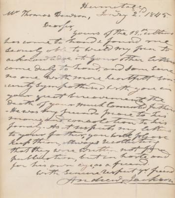 Lot #16 Andrew Jackson Autograph Letter Signed - Image 2