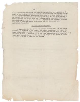 Lot #35 William H. Taft Correspondence Lot to Woodrow Wilson: (2) Typed Letters with Handwritten Notes and a Typed Memorandum - Image 6
