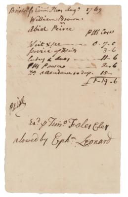 Lot #275 Robert Treat Paine Autograph Document Signed