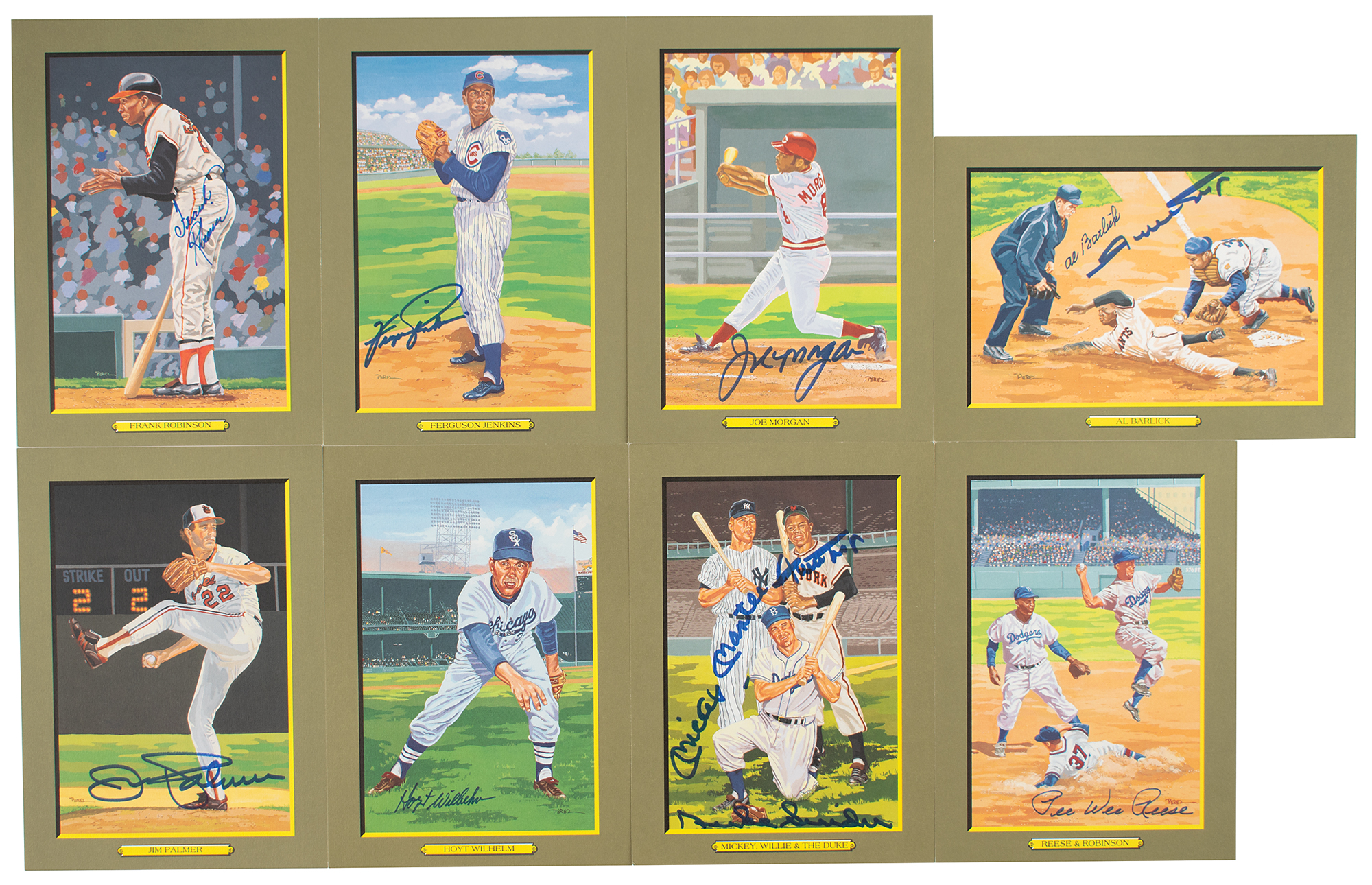 Lot #853 Baseball Hall of Famers (8) Signed Perez-Steele Cards