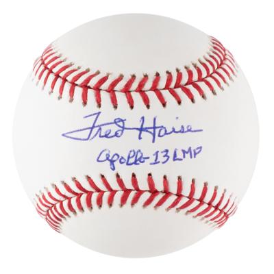 Lot #394 Fred Haise Signed Baseball and Signed Photograph