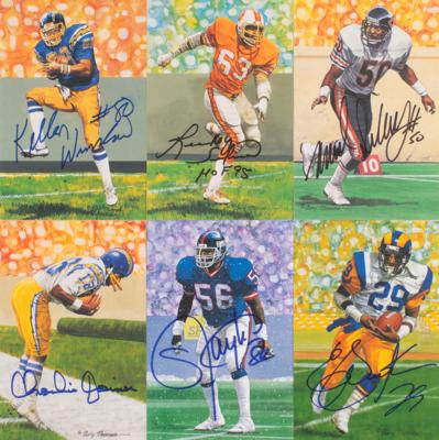 Lot #881 Football Hall of Famers (18) Signed Goal Line Art Cards