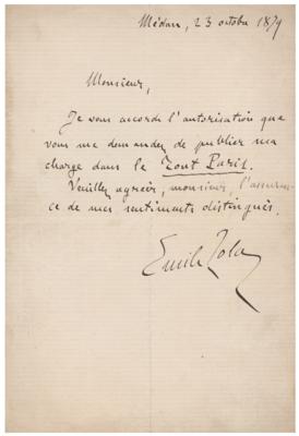 Lot #545 Emile Zola Autograph Letter Signed