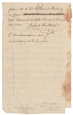 Lot #160 Robert Fulton Autograph Manuscript Signed - Image 3