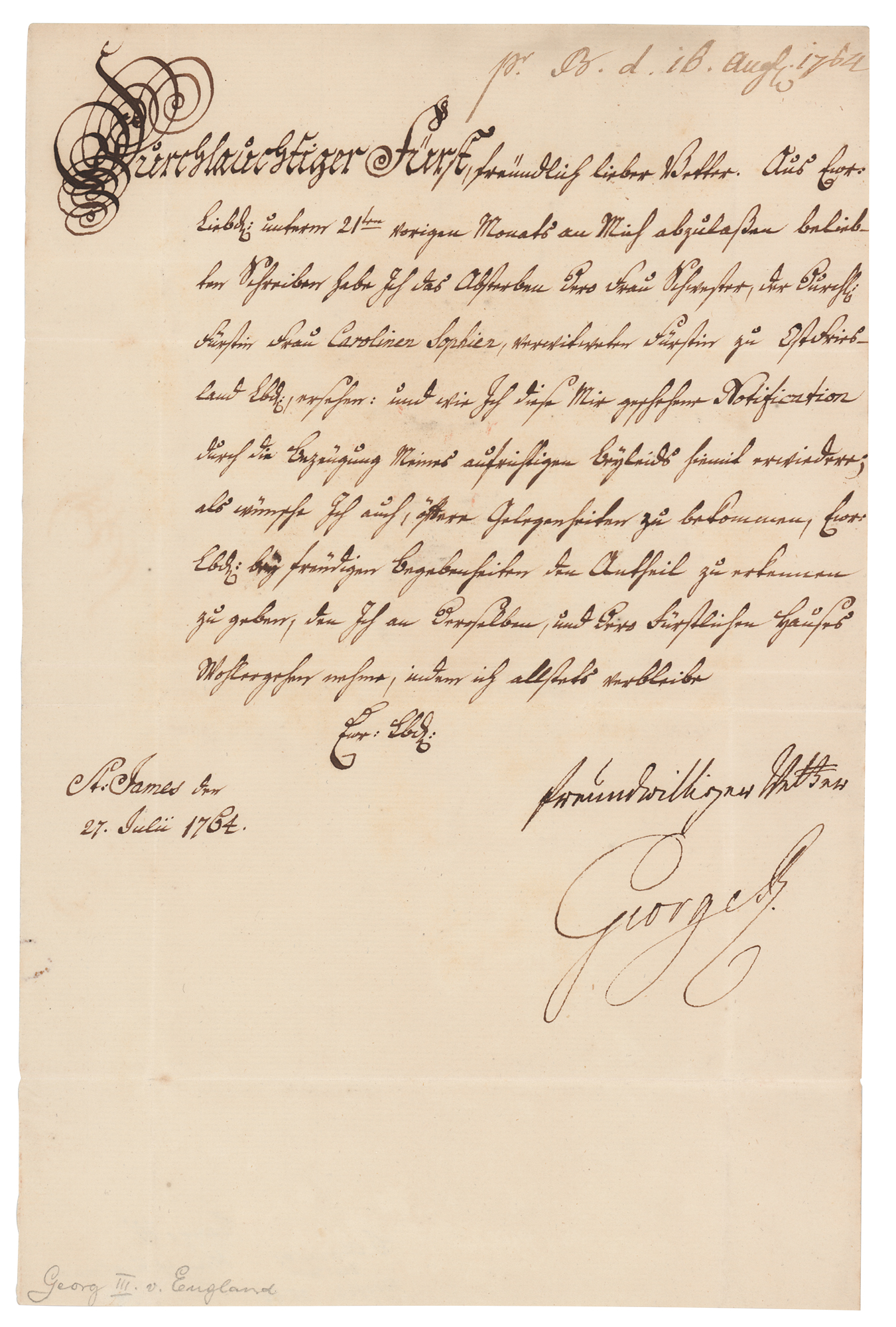 Lot #252 King George III Letter Signed
