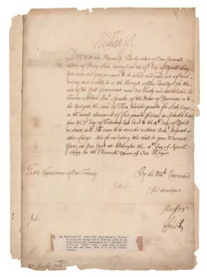 Lot #258 King William III Document Signed