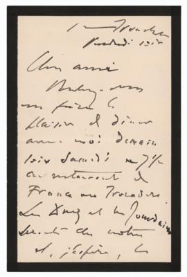 Lot #450 John Singer Sargent Autograph Letter Signed