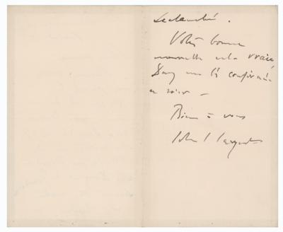 Lot #450 John Singer Sargent Autograph Letter Signed - Image 2