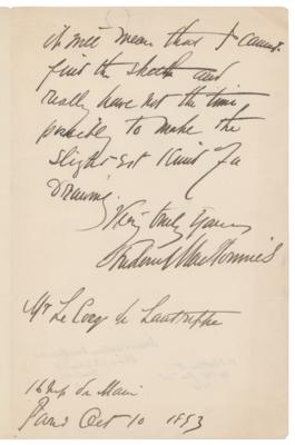 Lot #437 Frederick MacMonnies Autograph Letter Signed - Image 2